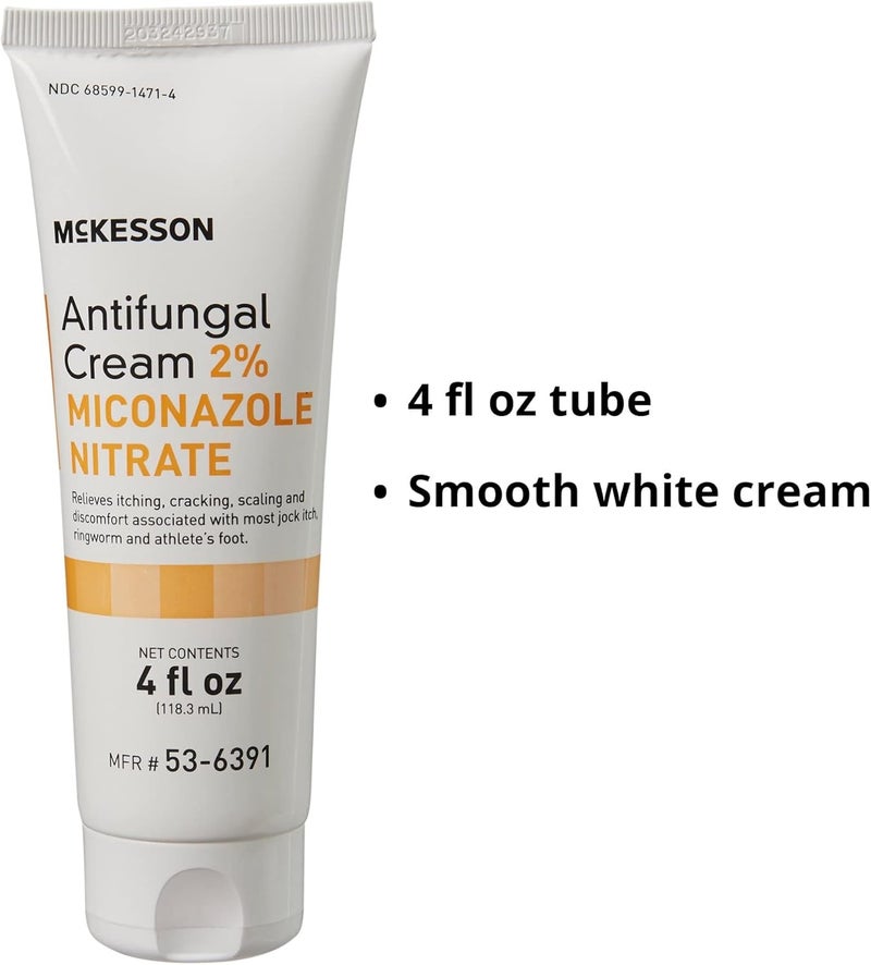 McKesson Antifungal Cream, 2% Miconazole Nitrate - Relieves Itching, Burning, Cracking from Jock Itch, Ringworm and Athlete Foot - 4 oz., 1 Count - Image 4